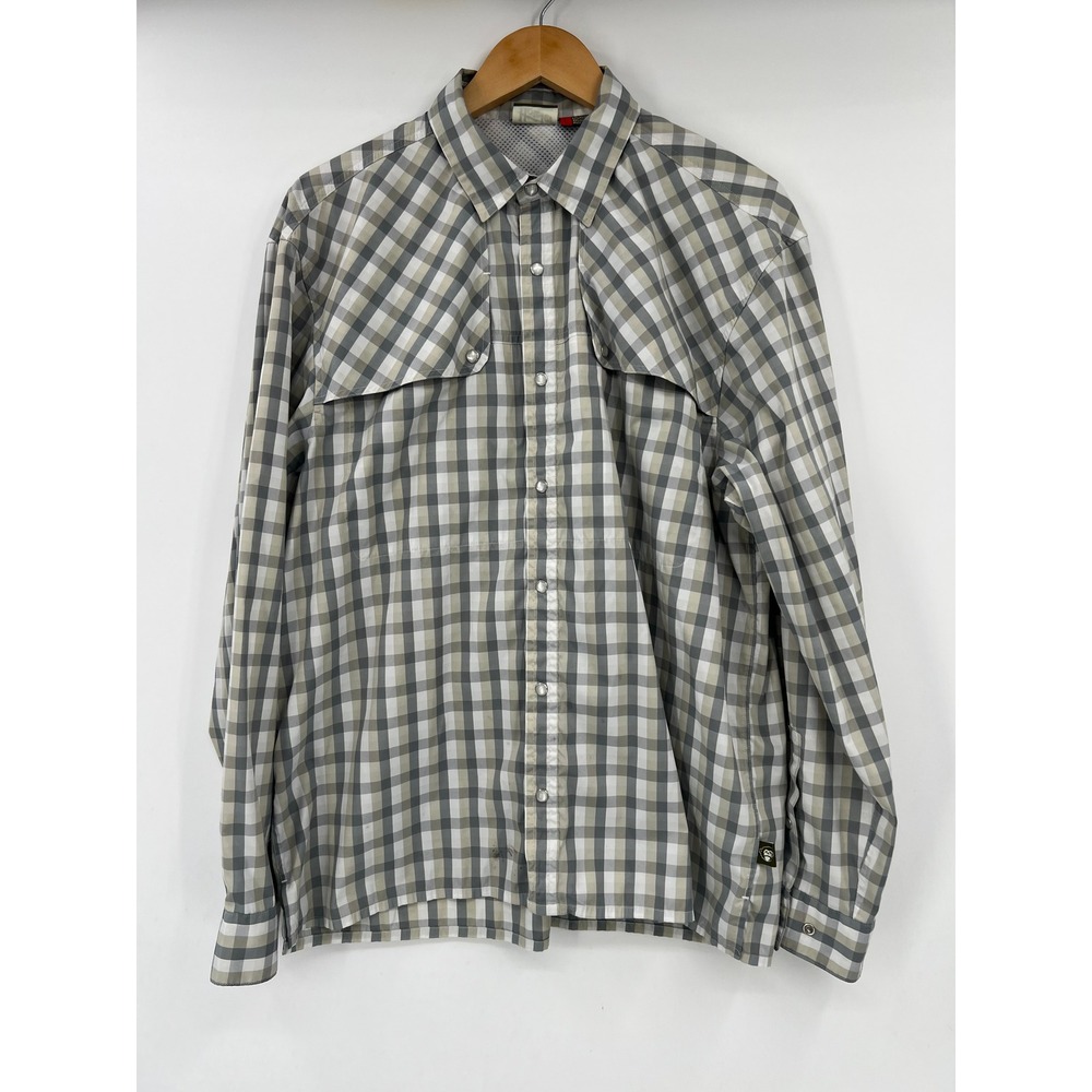 Howler Bros Western Snap Shirt Mens Large Gray Plaid Ventilated Fishing Top